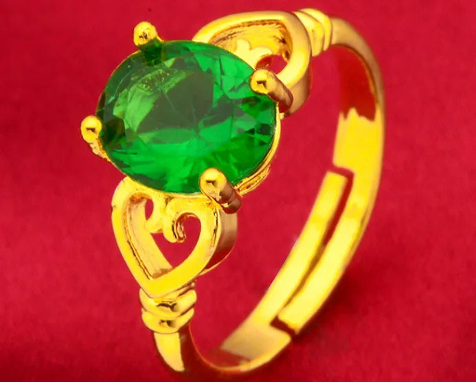 24K Gold Vintage Enamel Ring Adjustable