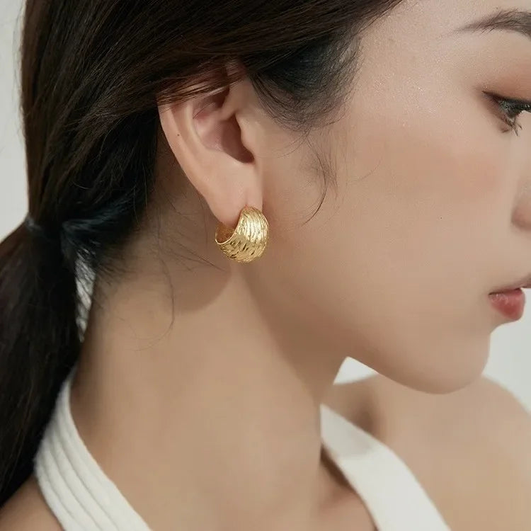 Minimalist Gold-Tone Folded Earrings