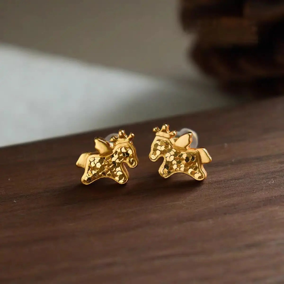 24K Gold Horse Brings Wealth Earrings