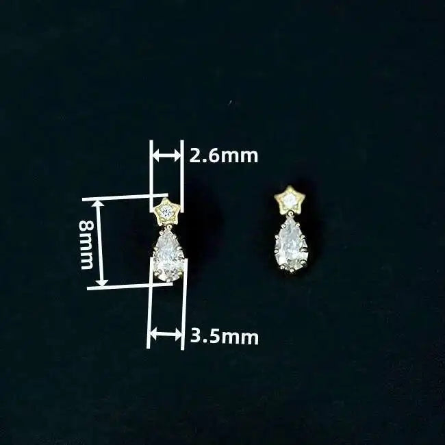 14K Gold Star Zircon Drop Earrings