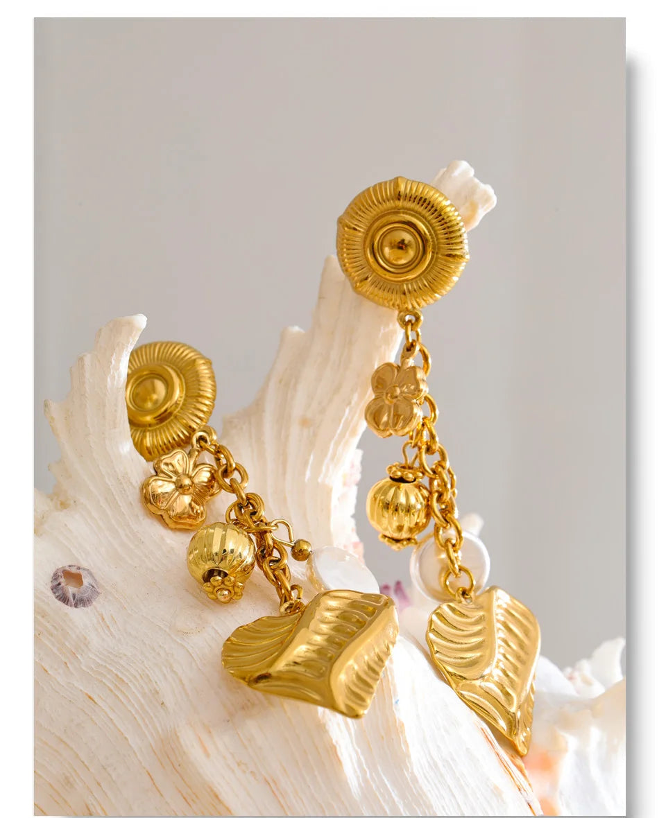 Gold Plated Heart Drop Stainless Steel