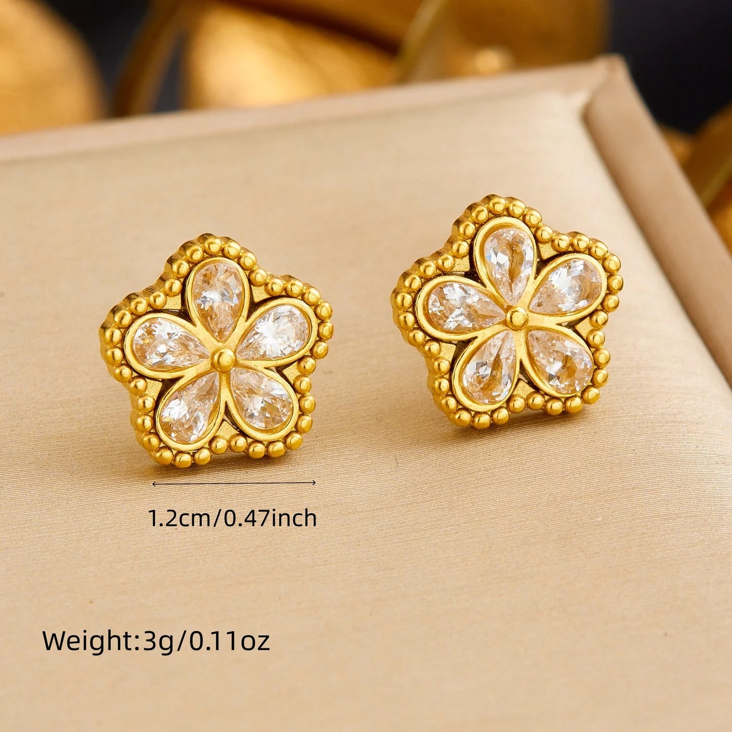 14K Gold Plated Flower Style Stainless Steel