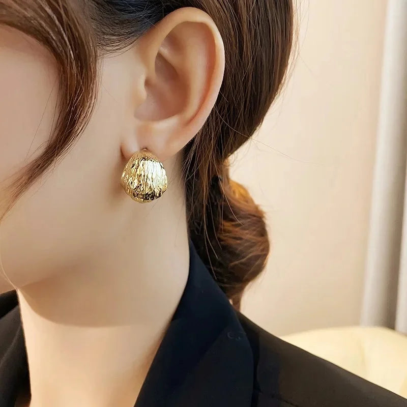 Minimalist Gold-Tone Folded Earrings