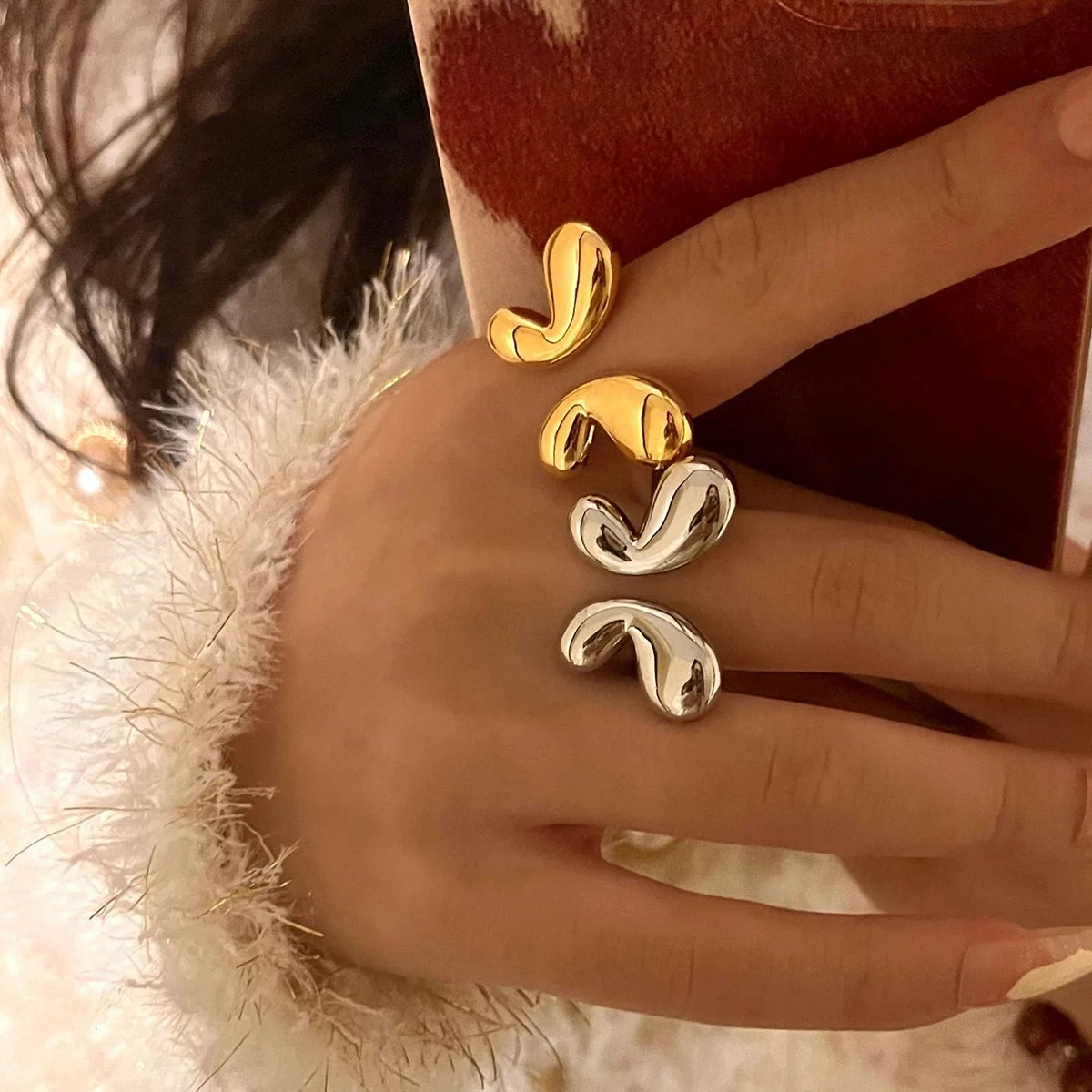 Butterfly Charm Open Ring Vintage Stainless Steel Jewelry