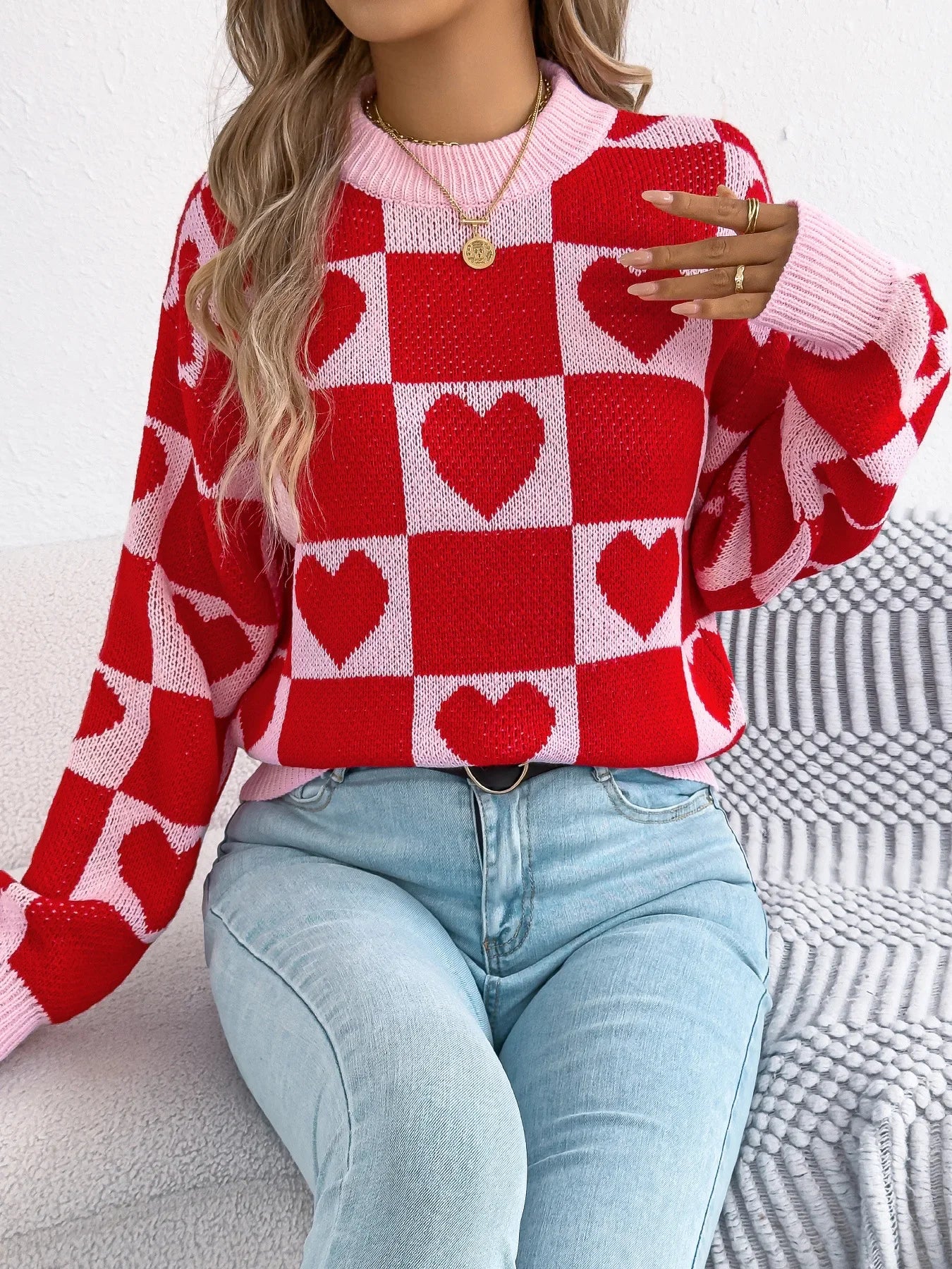 Valentine’s Day Heart Lantern Sleeve Sweater