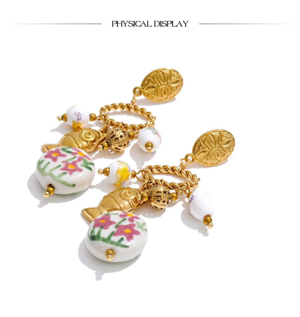 Gold Plated Flower Drop Stainless Steel