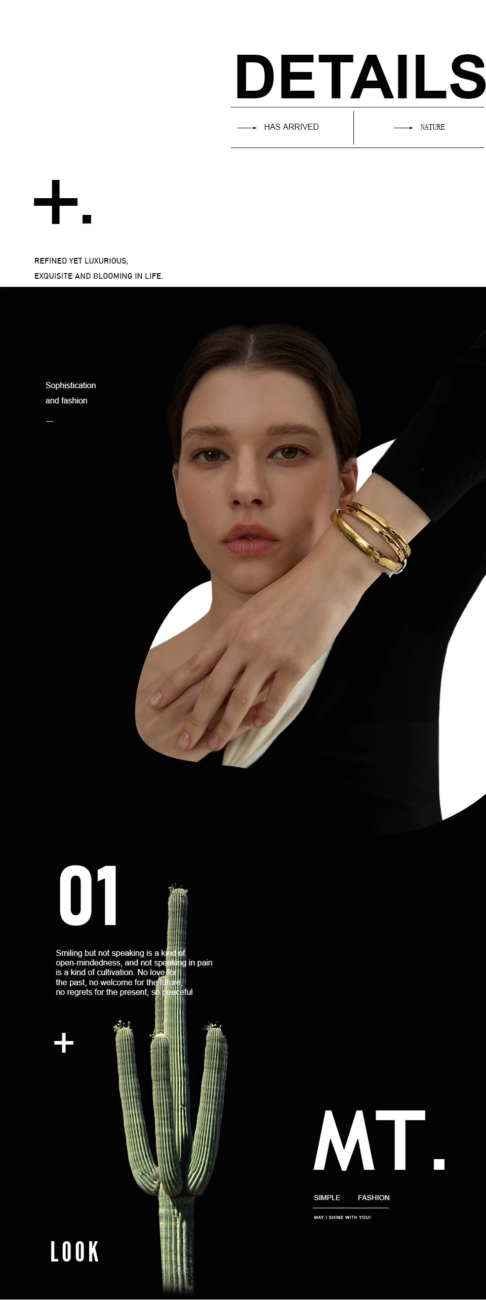 Minimalist Vintage Gold Stainless Steel Bangle Waterproof