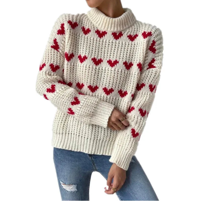 Women’s Loose Heart Knit Sweater