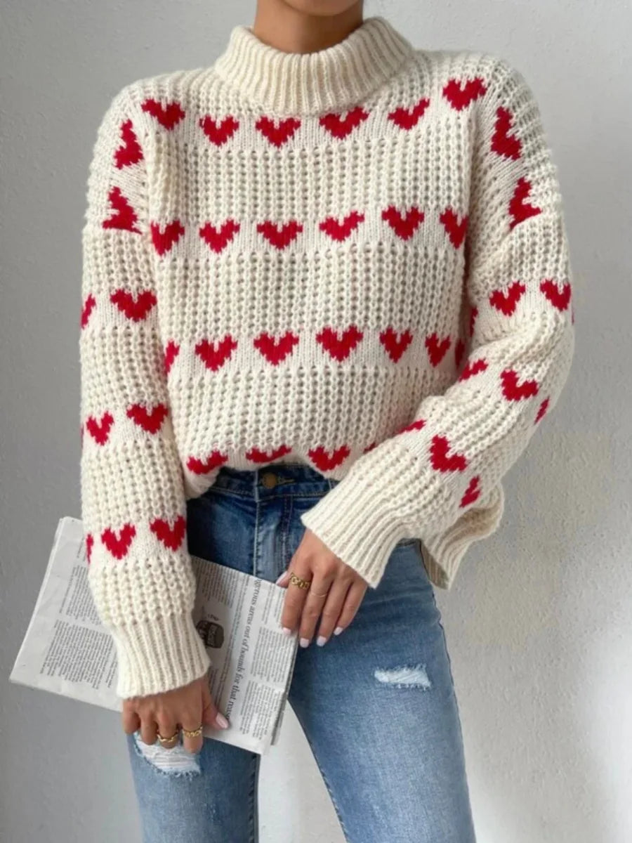 Women’s Loose Heart Knit Sweater