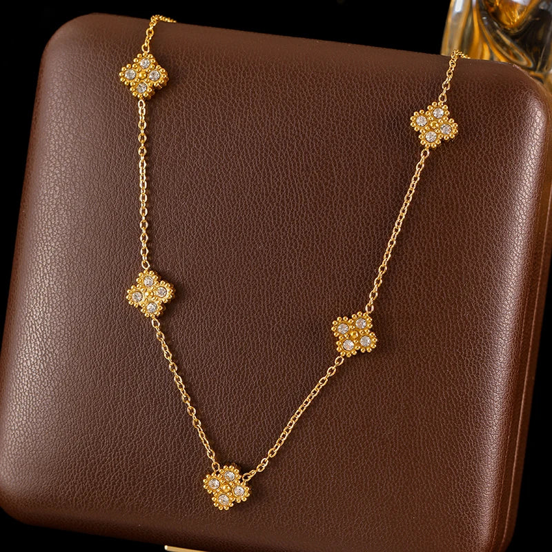 Elegant Flower Stainless Steel Waterproof Jewelry Set