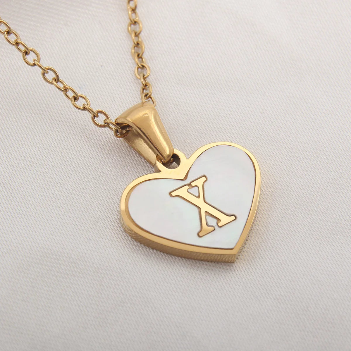 Gold Plated Initial Necklace Stainless Steel