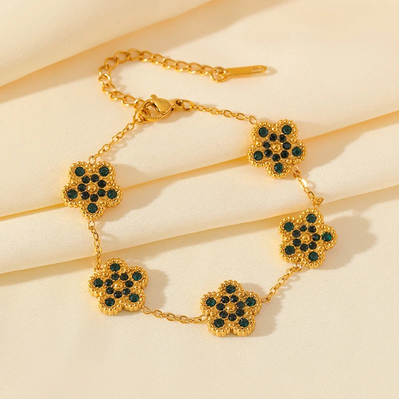 Clover Flower Stainless Waterproof Vintage Jewelry Set