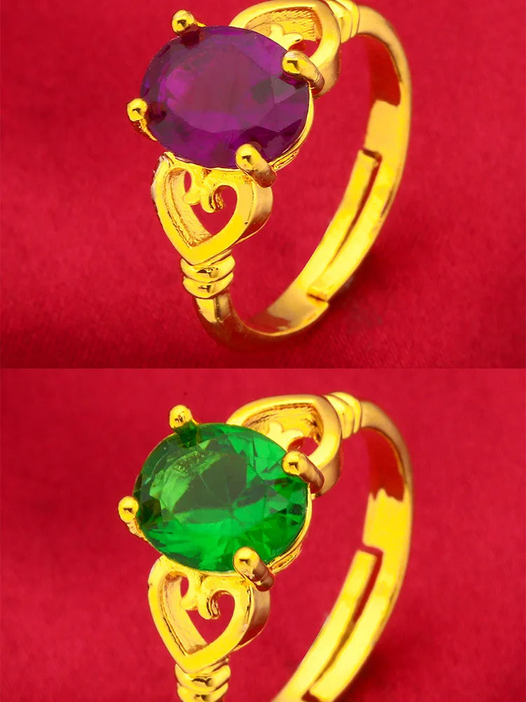 24K Gold Vintage Enamel Ring Adjustable