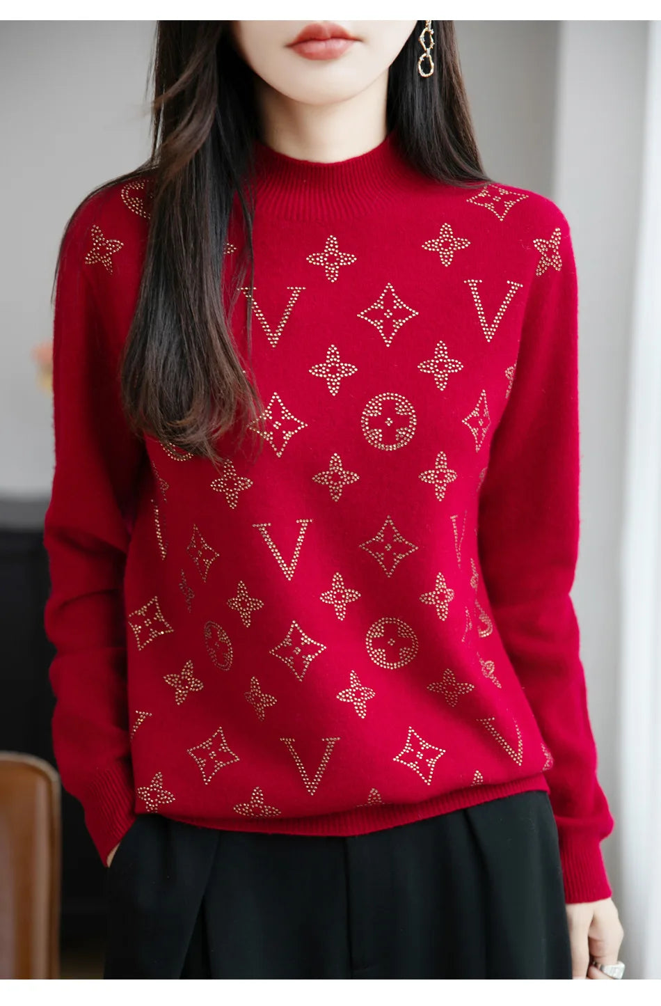 Women’s Fine Knit Half Turtleneck Sweater – Elegant Casual Style