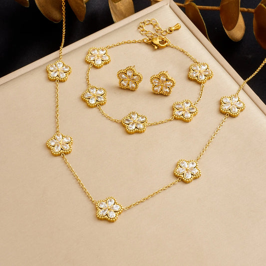 14K Gold Plated Flower Style Stainless Steel