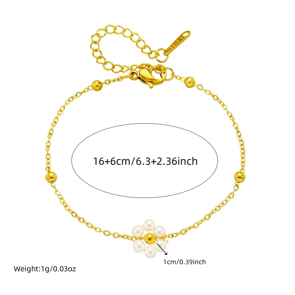 Pearl Flower Jewelry Set Stainless Steel