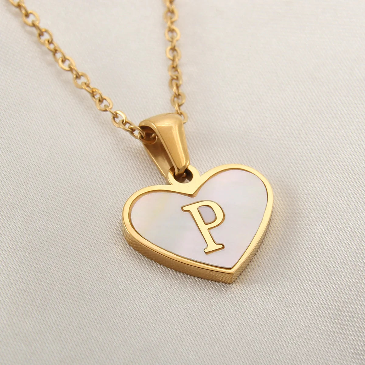 Gold Plated Initial Necklace Stainless Steel