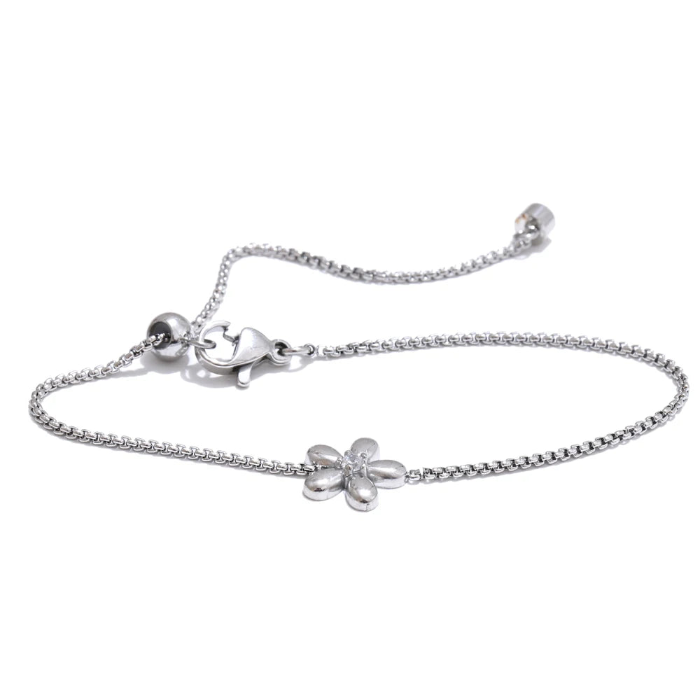 18K Gold Plated Stainless Steel Zirconia Flower
