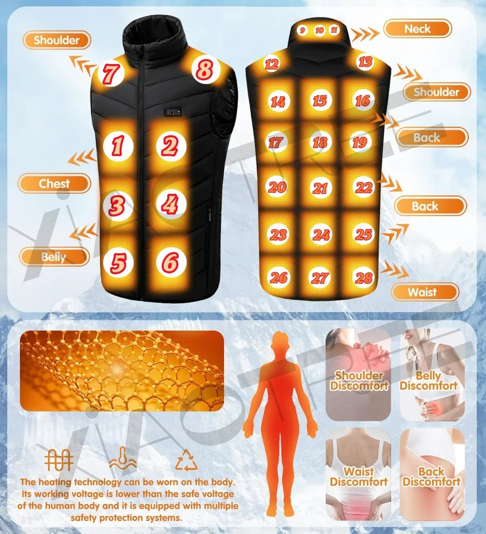 Unisex USB Heated Vest – Winter Thermal Body Warmer