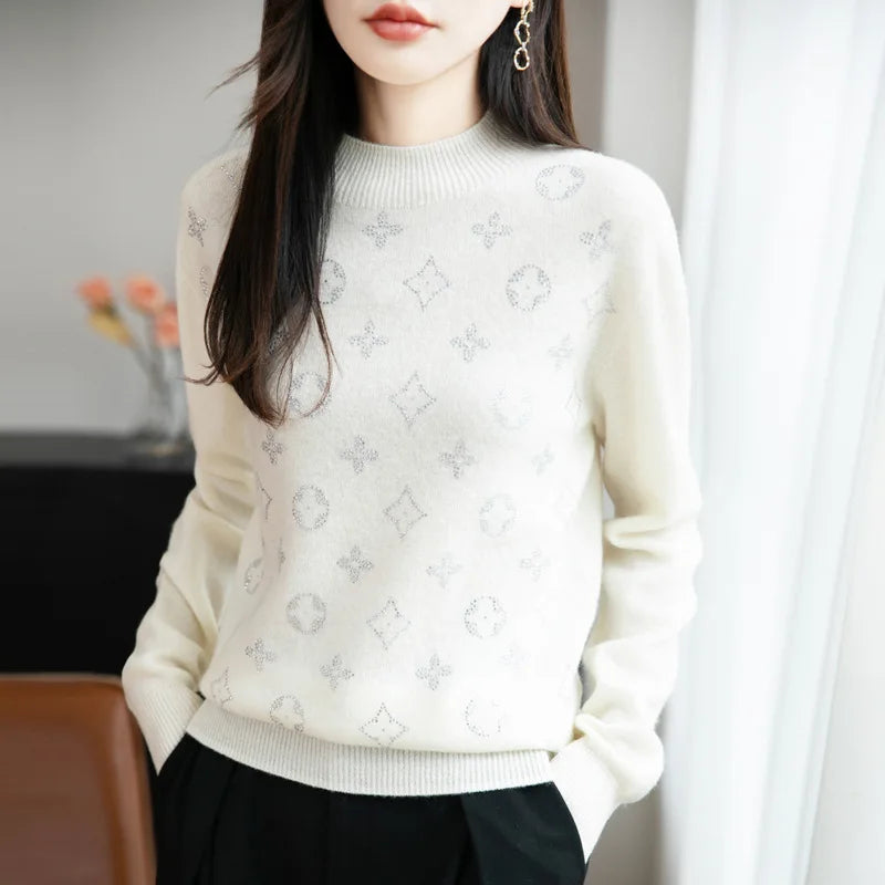 Women’s Fine Knit Half Turtleneck Sweater – Elegant Casual Style