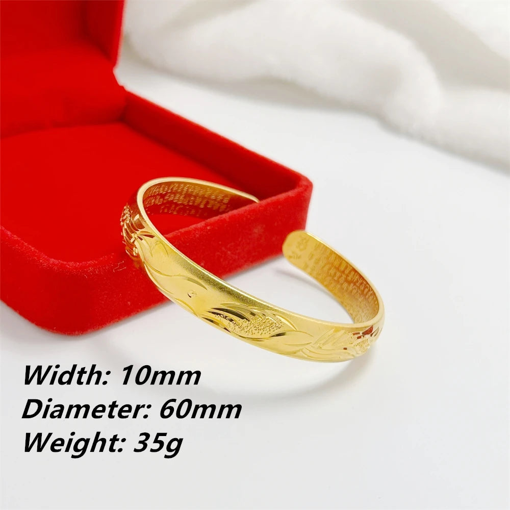 Women’s Gold Plated Open Cuff Bracelet Stainless Steel Bangle Vintage