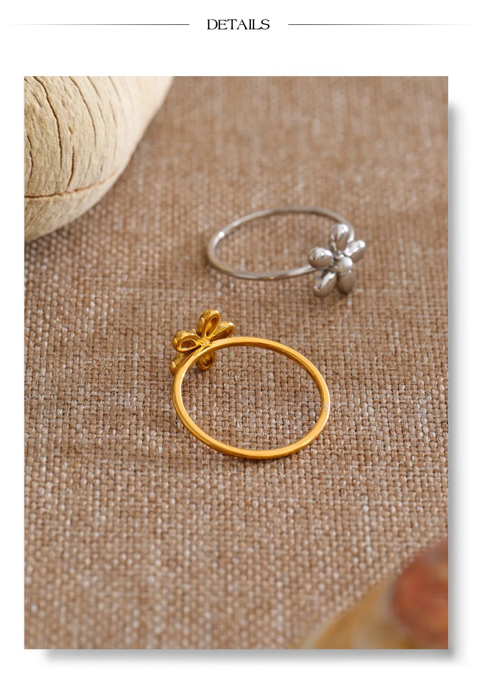 18K Gold Plated Flower Ring Stainless Steel