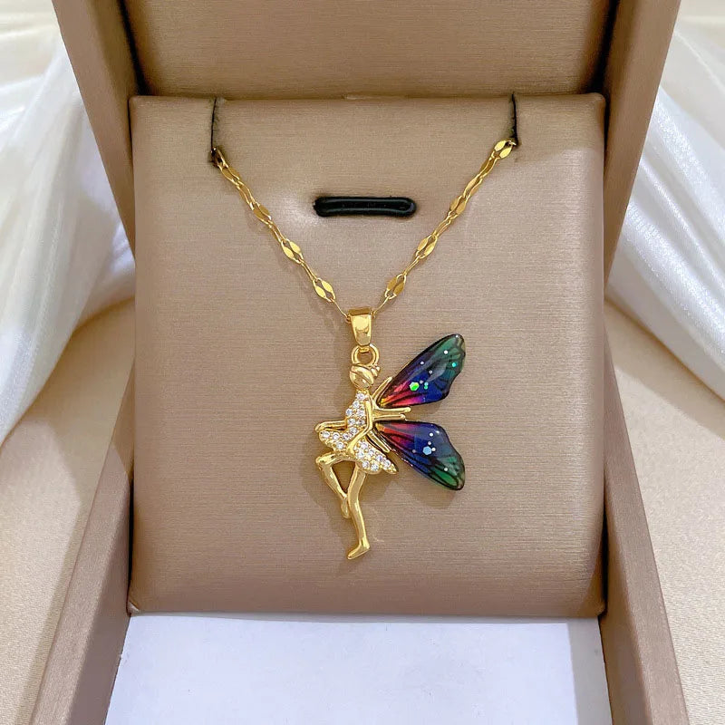 Angel Wing Necklace Stainless Steel Chain