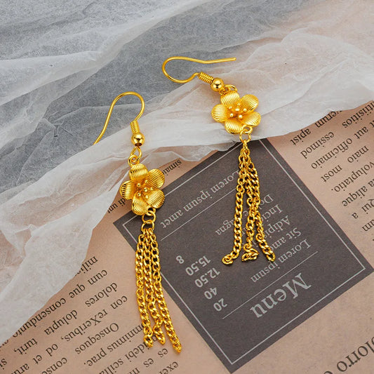Elegant Gold-Plated Tassel Drop Vintage Earrings