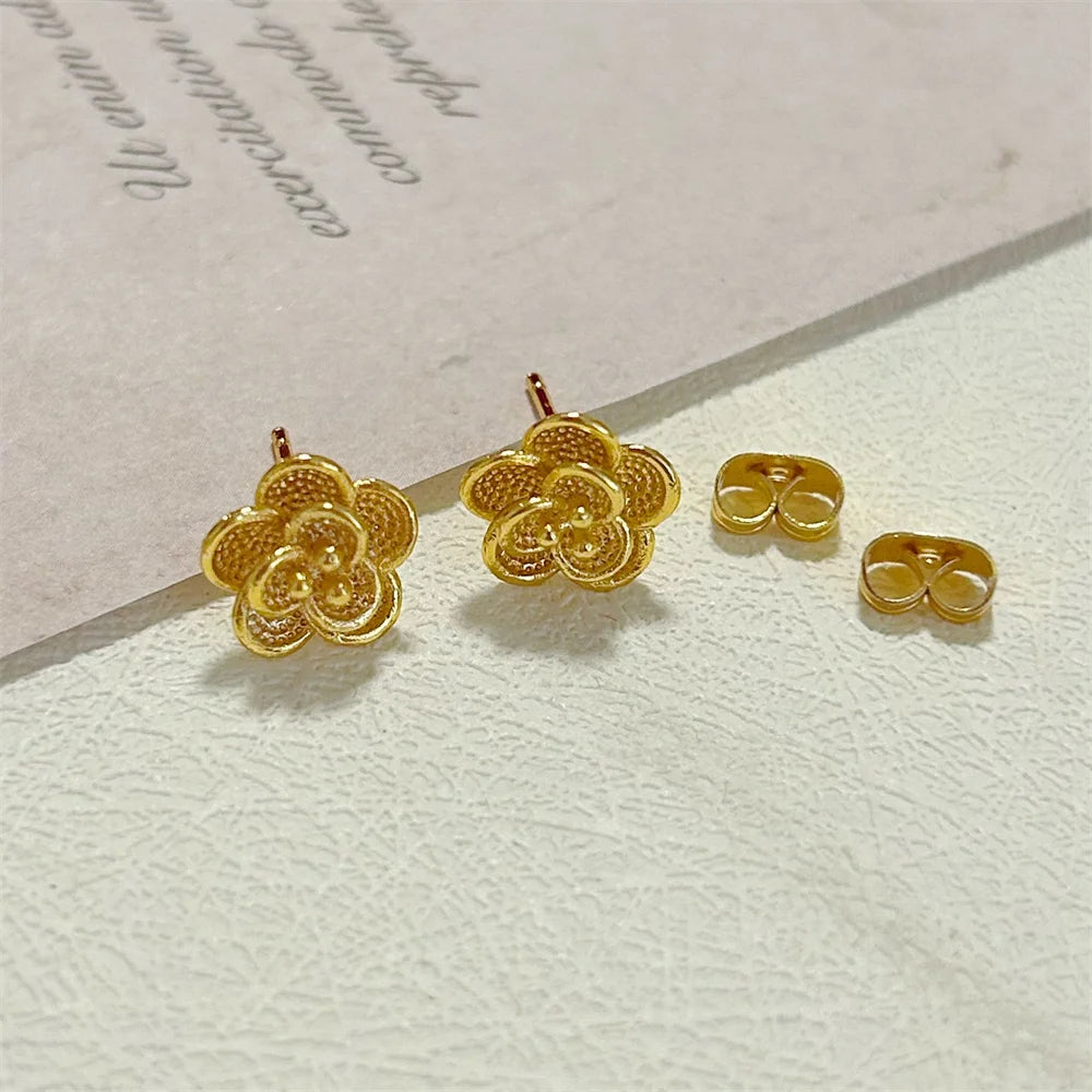 24K Gold Plated Necklace & Stud Earrings Set