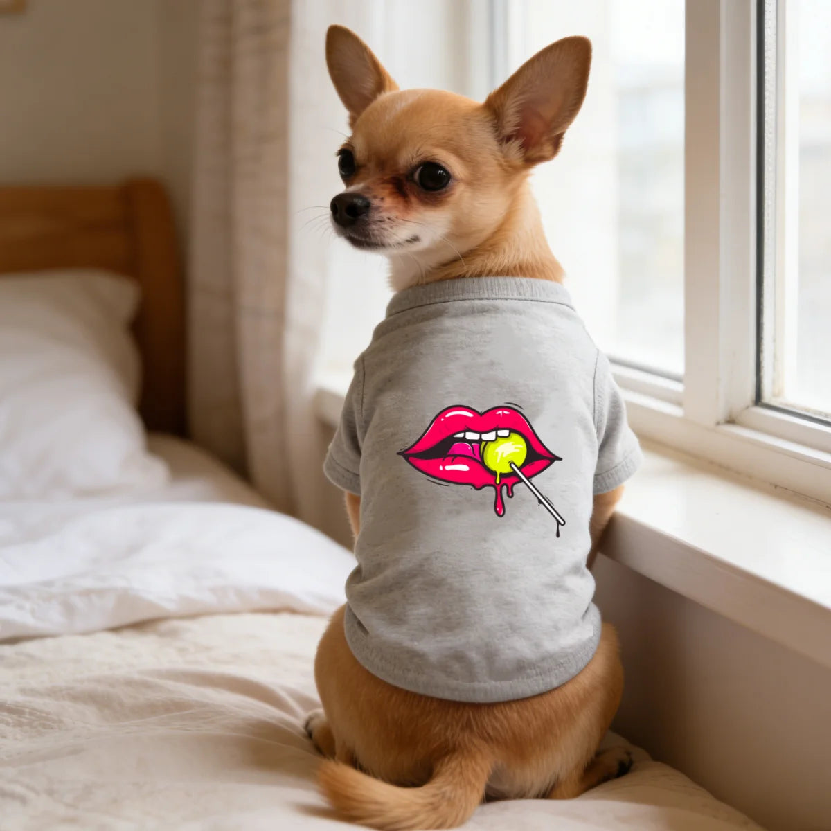 Lollipop & Lip Print Dog T-Shirt