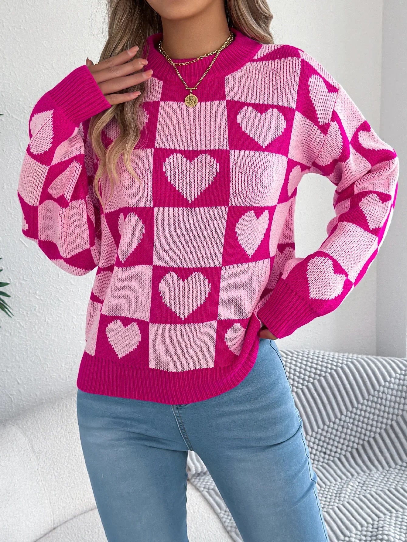 Valentine’s Day Heart Lantern Sleeve Sweater