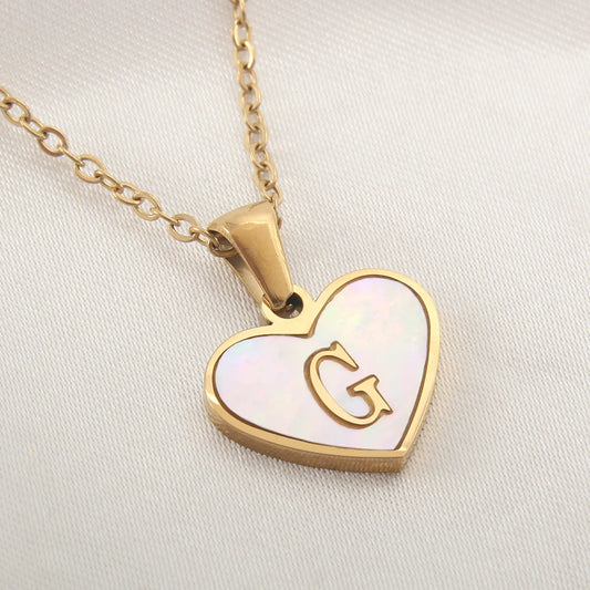 Gold Plated Initial Necklace Stainless Steel