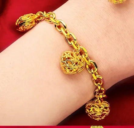 24K Gold Hollow Love Vintage Necklace Bracelet & Ring