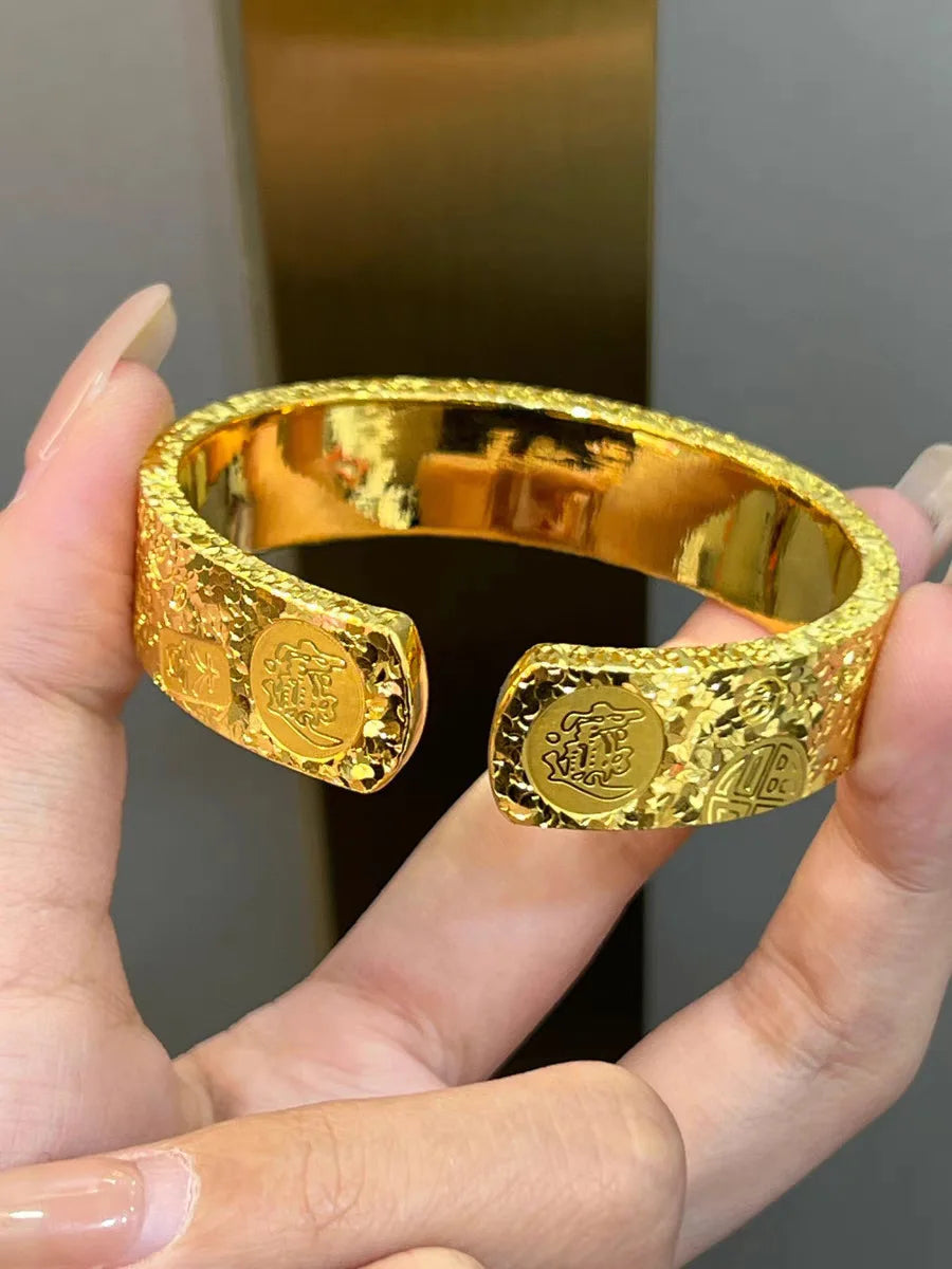 24K Gold Lotus Open Cuff Bracelet