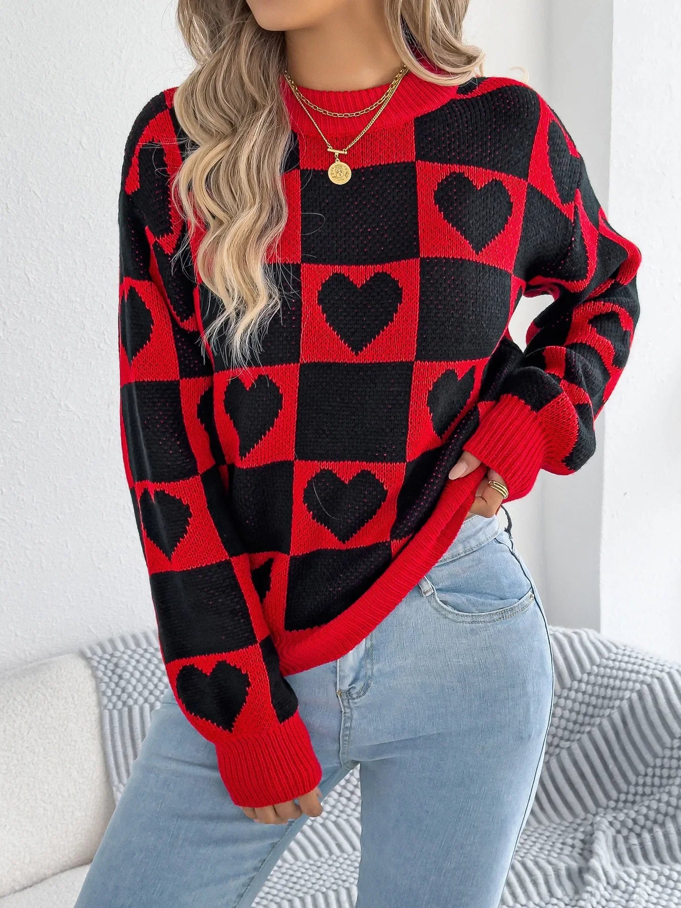 Valentine’s Day Heart Lantern Sleeve Sweater