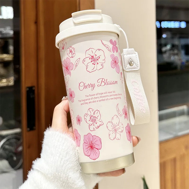 Flower Print Stainless Steel Insulated Travel Mug