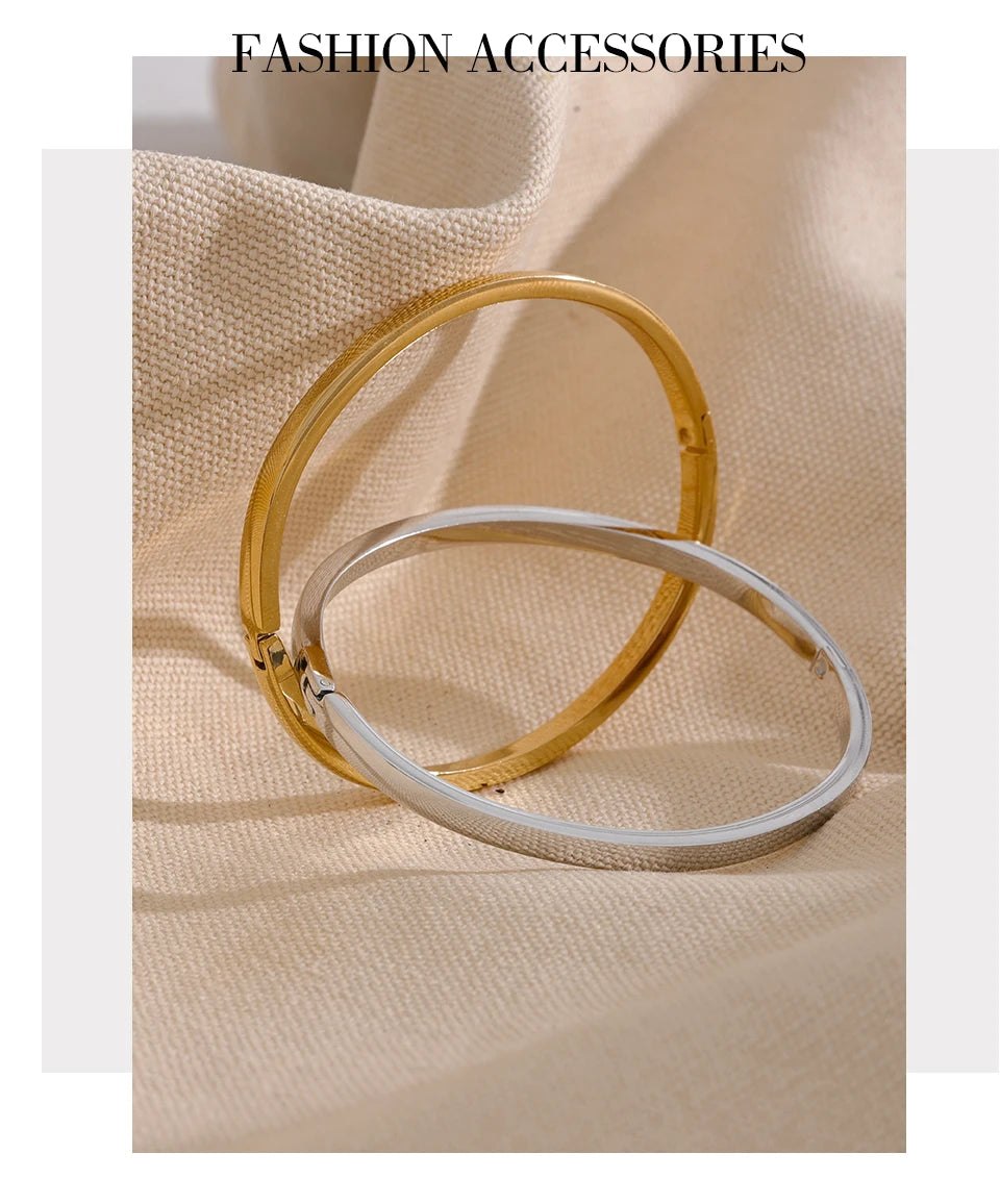 Minimalist Vintage Gold Stainless Steel Bangle Waterproof