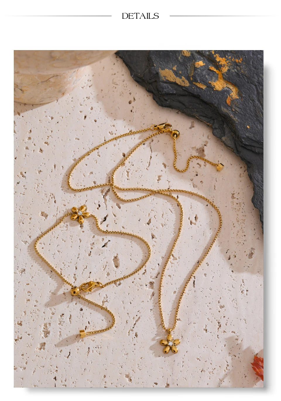 18K Gold Plated Stainless Steel Zirconia Flower
