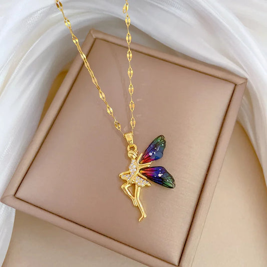 Angel Wing Necklace Stainless Steel Chain