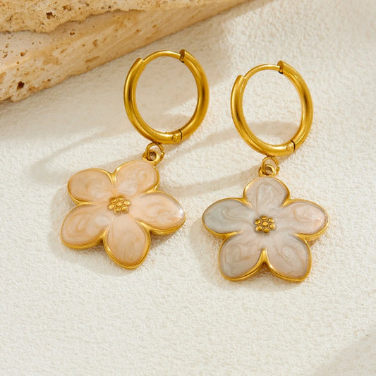14K Gold Plated Cherry Blossom Stainless Steel