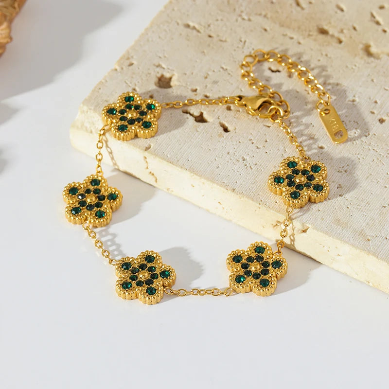 Clover Flower Stainless Waterproof Vintage Jewelry Set