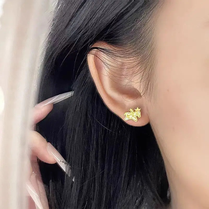 24K Gold Horse Brings Wealth Earrings