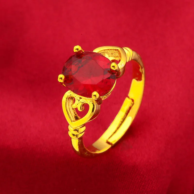 24K Gold Vintage Enamel Ring Adjustable