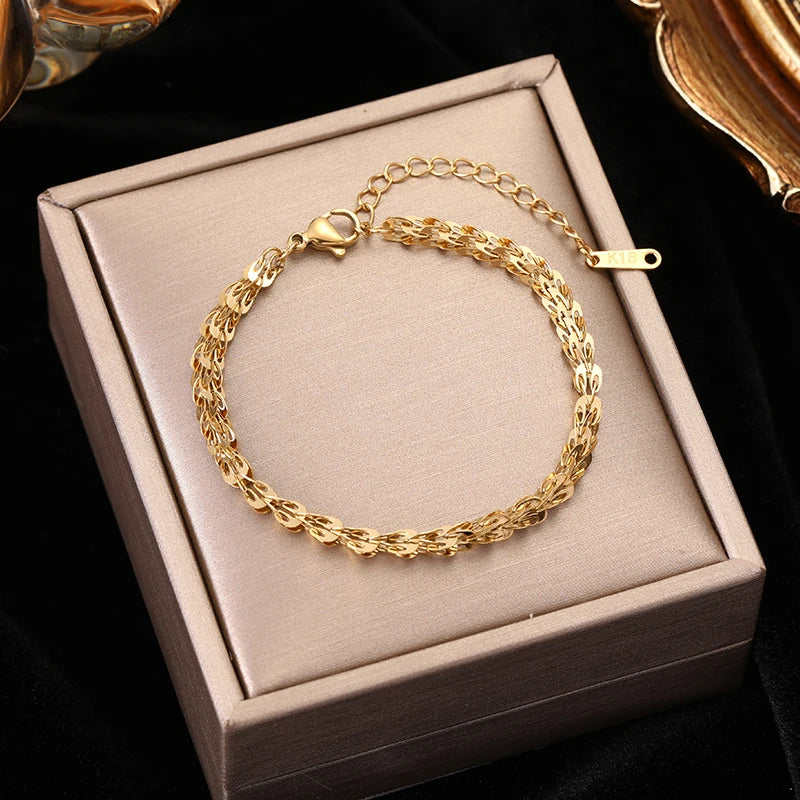 Gold Wheat Chain Jewelry Set