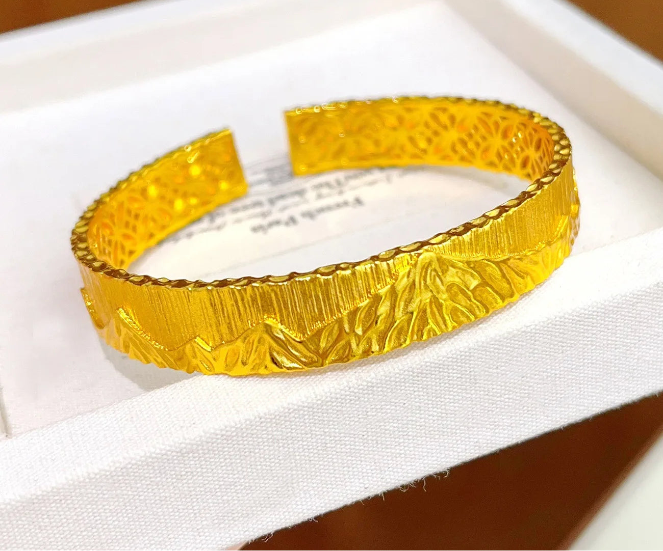 24K Gold Filled Vertical Pattern Cuff Bangle Bracelet for Women Rizhao Jinshan Design