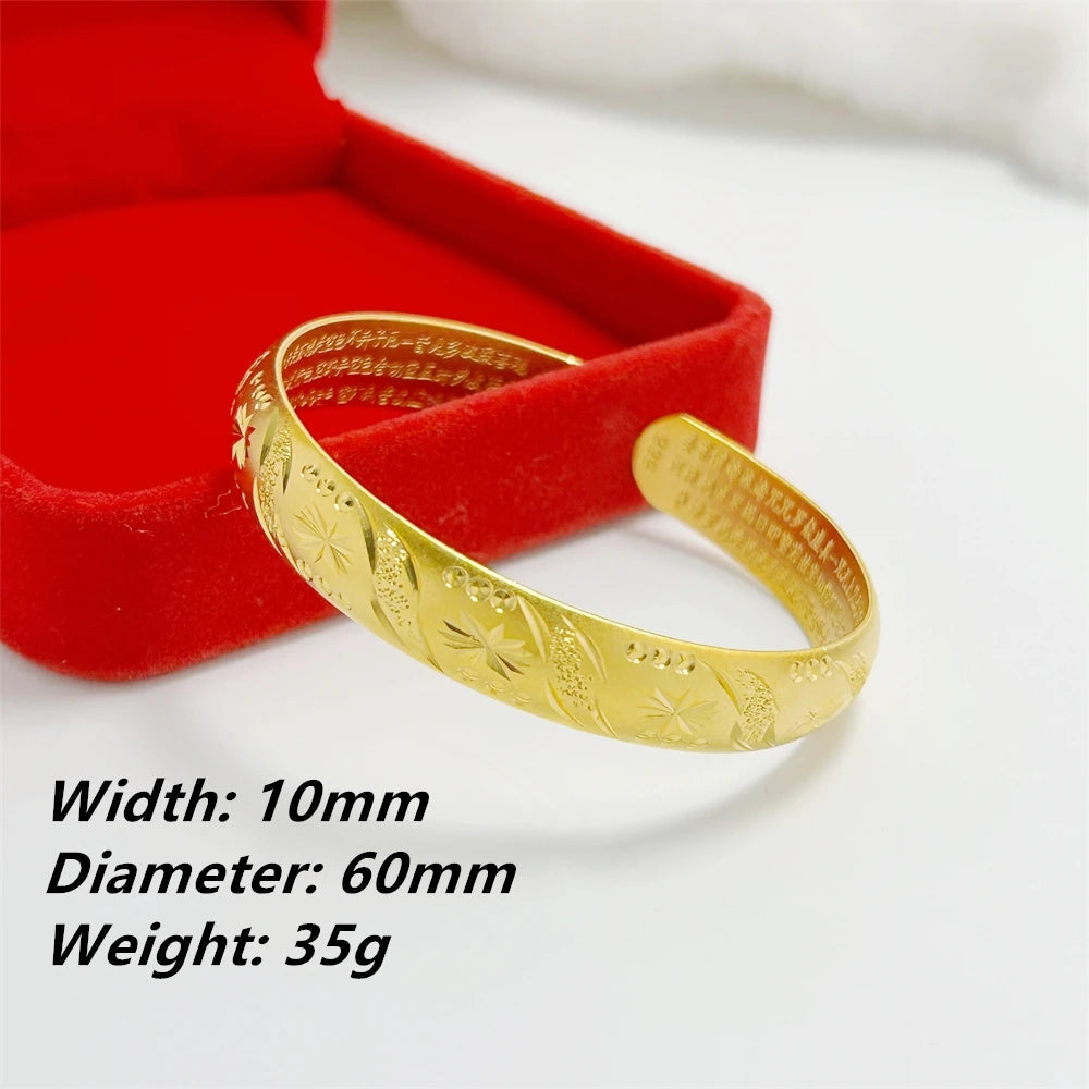 Women’s Gold Plated Open Cuff Bracelet Stainless Steel Bangle Vintage