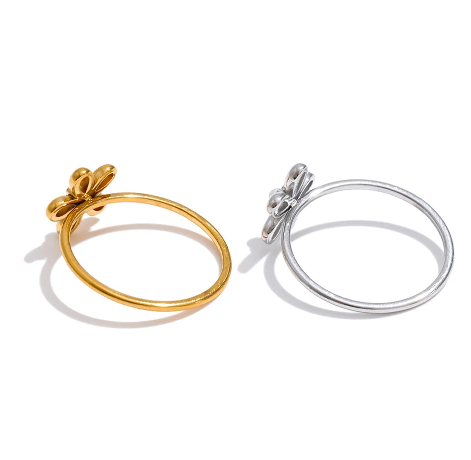 18K Gold Plated Flower Ring Stainless Steel