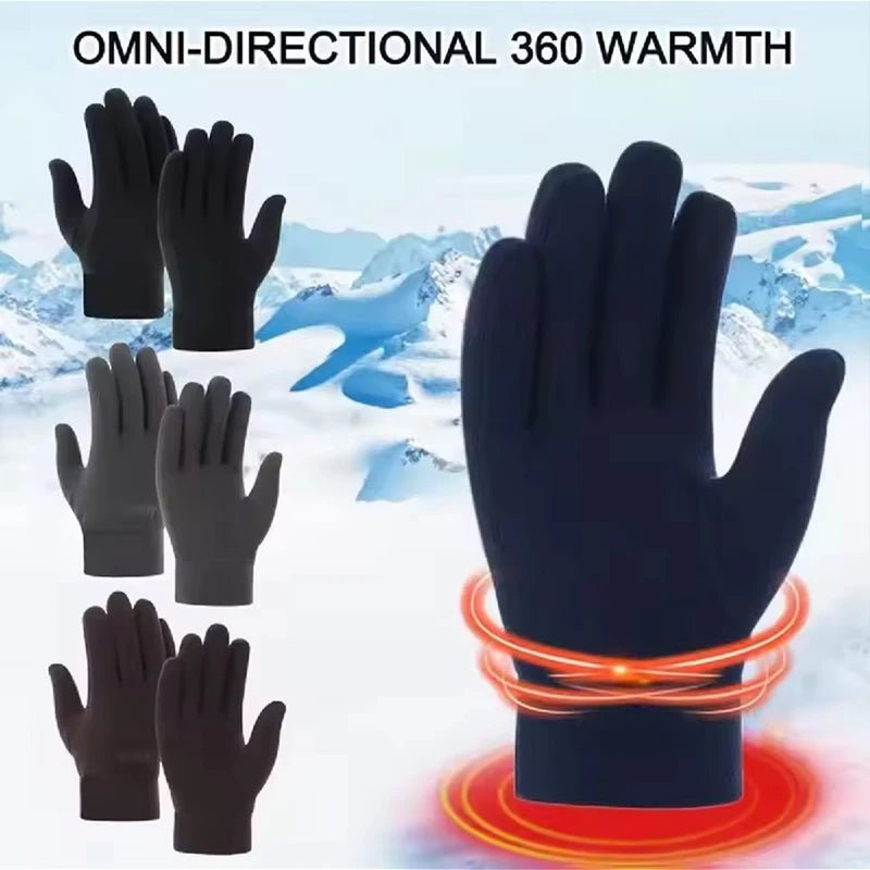 Men's Winter Gloves Thicken Thermal Warm Fleece Full Finger Gloves Cold Resistance