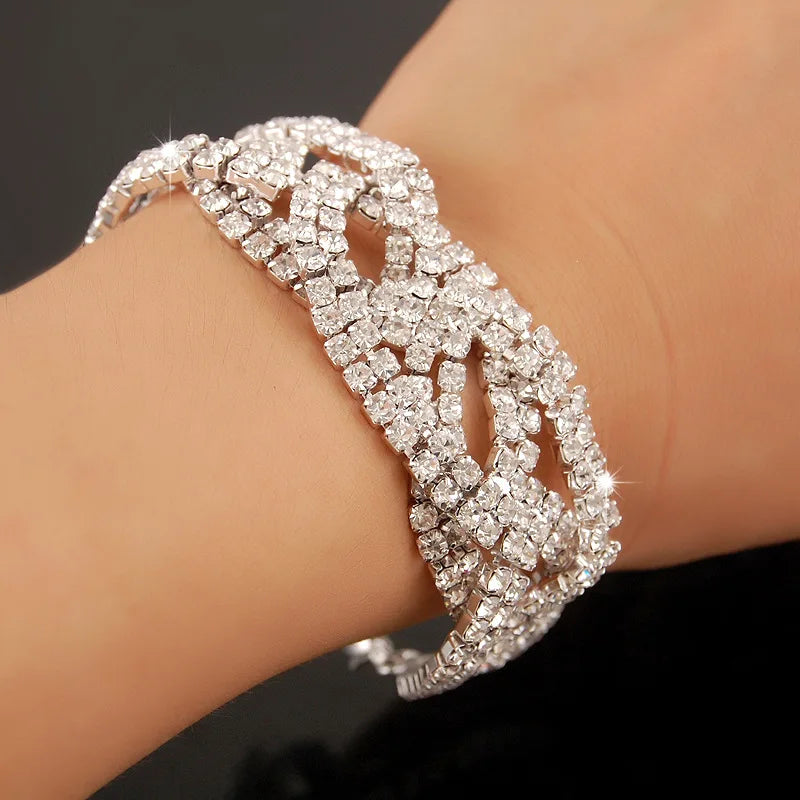 Women’s S925 Sterling Silver Rhinestone Bracelet Gold Silver Tone Chain Link