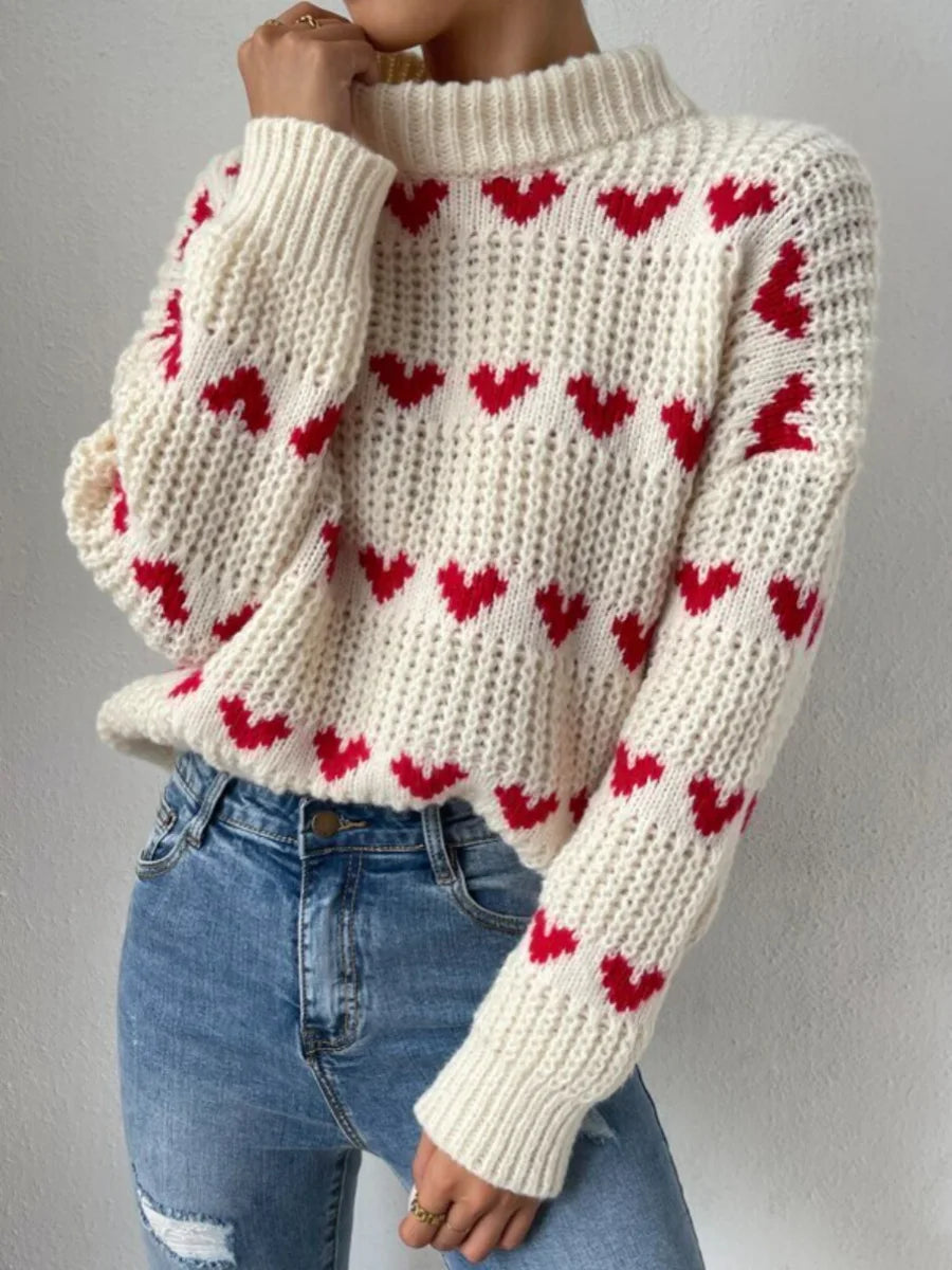 Women’s Loose Heart Knit Sweater